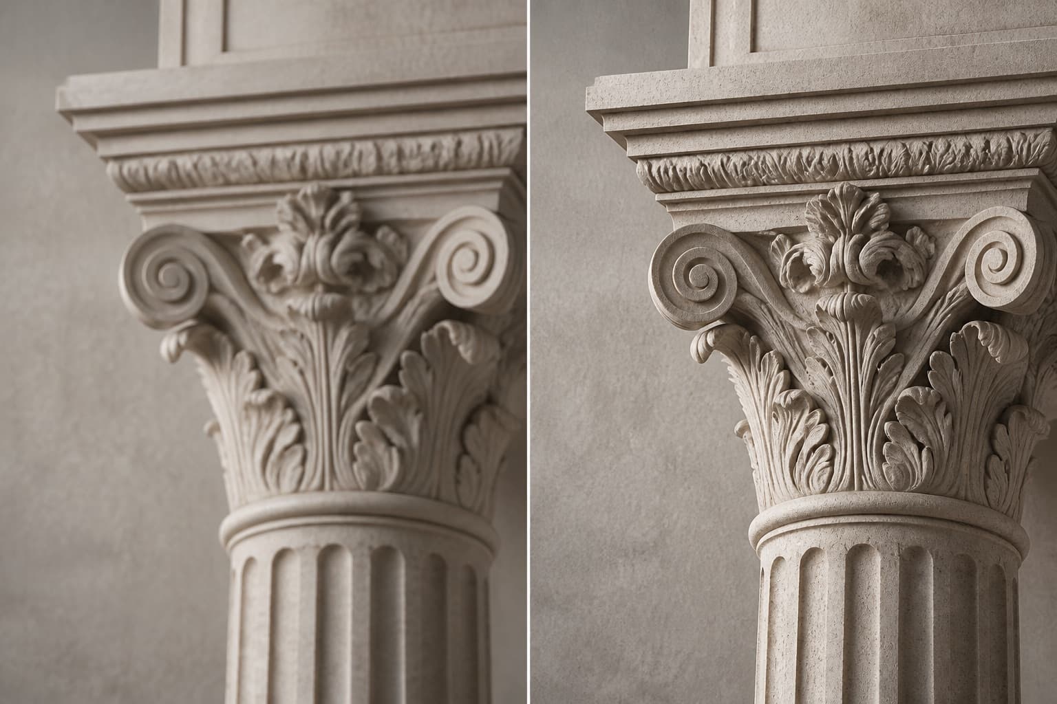 Before and after image upscale example